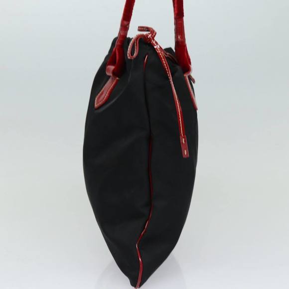 PRADA Tote Bag Nylon Velour Black Red Silver Auth 85714 - Picture 4 of 16
